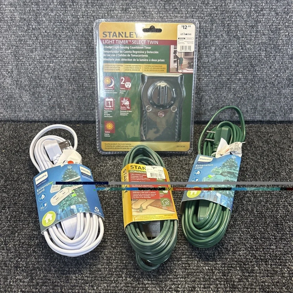 Stanley Light Timer~(2) Philips Indoor Extension Cord~(1) Stanley Extension Cord